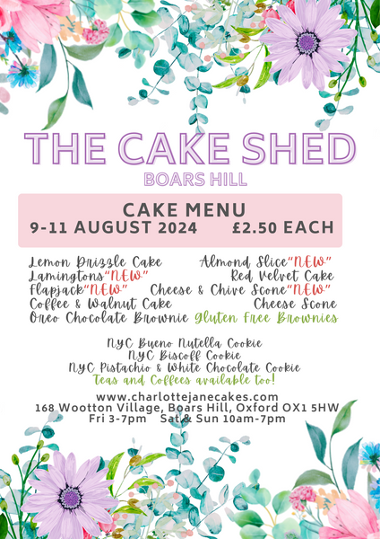 Cake Shed Boars Hill Menu - 9-11 August 2024