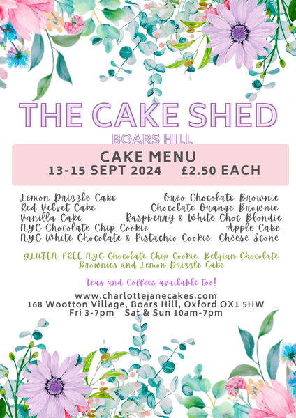 Cake Shed Boars Hill Menu 13-15 Sept 2024